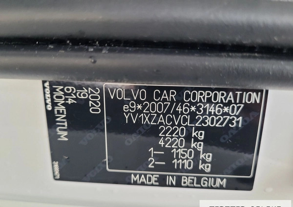 Volvo XC 40 cena 144777 przebieg: 87800, rok produkcji 2020 z Czarne małe 596